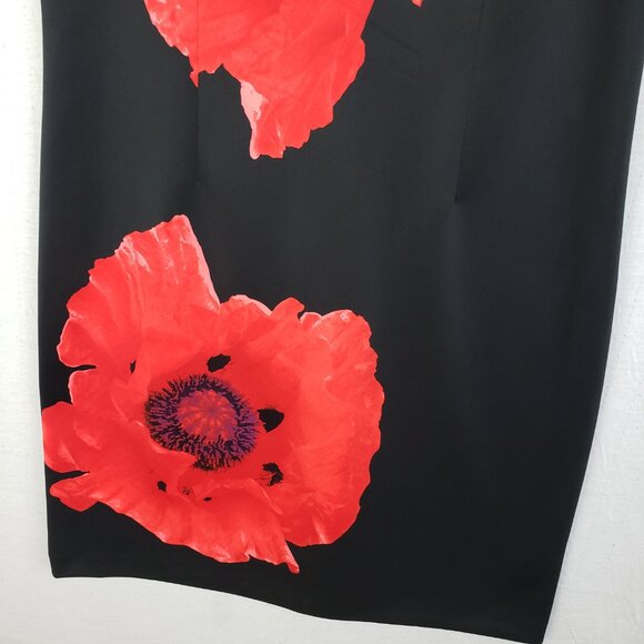 NWT Peter Nygard Sheath Dress Poppy Floral Print Sleeveless Black Red size 14 - Picture 5 of 10